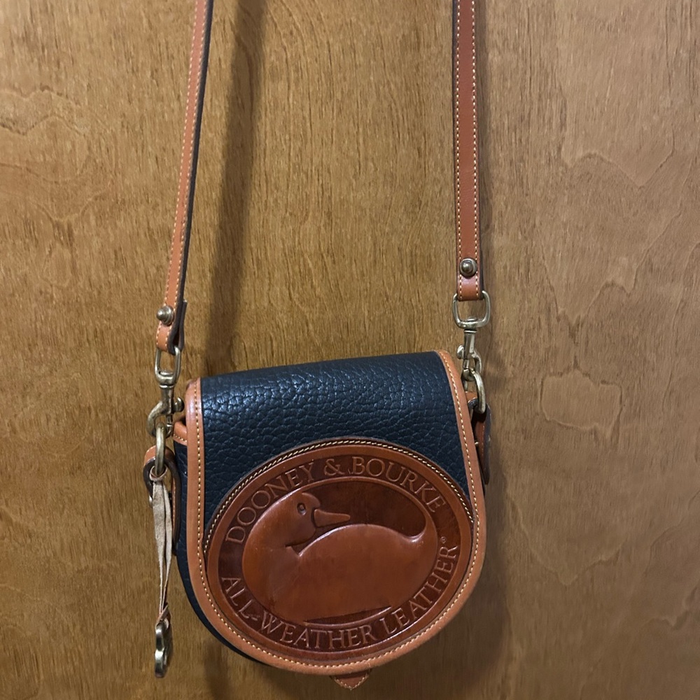 Dooney & Bourke Black and Tan Leather Crossbody Bag